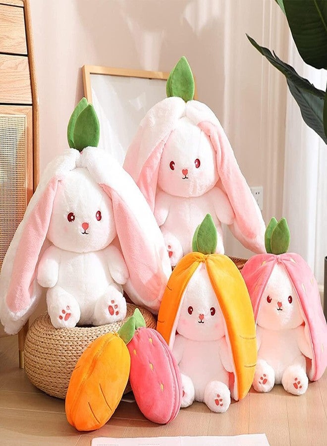 MOKRUSH Plush Toy Big 34 CM Pillow, Reversible,Cute Rabbit Sofa Pillow, Easter Bunny Stuffed Animal Cute Rabbit Plushie Birthday Gift for Boys Girls and Kids (Strawberry + Carrot) - Image 5